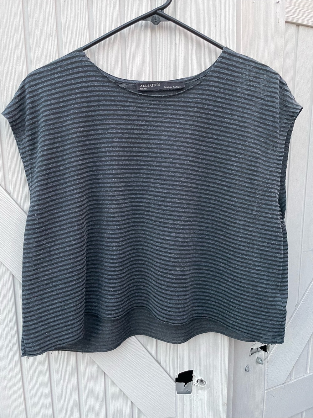 All Saints blue/black striped blouse size Small